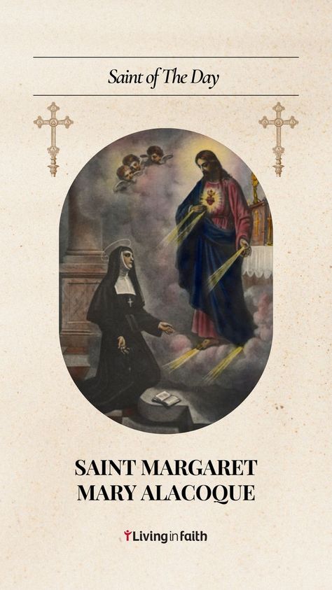 Saint Margaret Mary Alacoque Margaret Mary Alacoque, Saint Margaret, St Margaret, The Love Of God, Love Of God, Heart Of Jesus, The Church, Gods Love, The Day