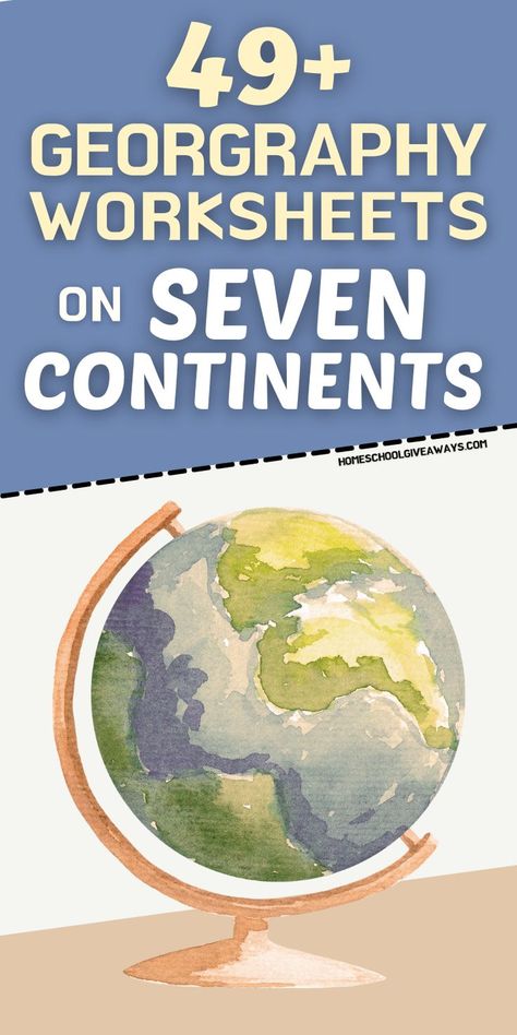 Over 49 elementary geography worksheets on the seven continents. Free to download. Homeschool Resources | Science Resources | Environmental Science | Earth Science | Geography for Kids | Geography Project Geography Printables, Elementary Geography, Geography Project, Geography Worksheets, Seven Continents, Geography For Kids, 6th Grade Social Studies, Teaching Geography, Classroom Anchor Charts