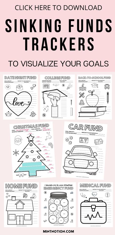 Sinking funds tracker printable to track and organize your sinking funds. Here's a list of the top sinking funds categories that you need in your budget. Sinking funds can be a great way to save money without having to dip in your emergency fund or go into debt. Sinking funds template. Sinking Funds Tracker, Accounting Degree, Free Budget Printables, Envelope Budget System, Binder Ideas, Saving Money Chart, Budget Mom, Money Saving Techniques, Budget Planner Template