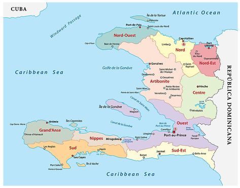 Departments of Haiti Map France Geography, Map Of Haiti, Haiti Map, America Outline, Egg Carving, Haiti Flag, World Atlas, Country Facts, Physical Map