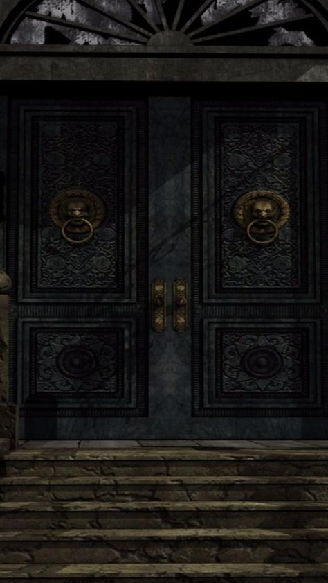 EXT. DARK GRAND DOOR FIXED SMALL #EpisodeInteractive #Episode Size 640 X 1136 #EpisodeOurCrazyLoveLife Mysterious Door Aesthetic, Door Aesthetic Dark, Dark Academia Mansion, Dark Castles, Grand Door, Woven Kingdom, Academia Interior, Kingdom Aesthetic, Dark Academia Interior