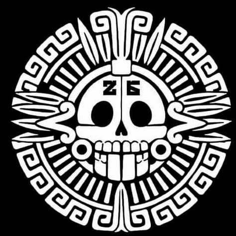 Aztec Skull, Calaveras Art, Azteca Tattoo, Aztec Symbols, Tattoo Graffiti, Maya Art, Circle Tattoos, Mens Shoulder Tattoo, Mayan Art