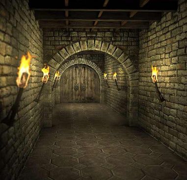 Dungeon hallway layout idea. Needed for wall and floor texture ideas as well as lighting information. Dungeon Wall Texture, Medieval Dungeon Aesthetic, Bloxburg Dungeon, Medieval Hallway, Dungeon Hallway, Fantasy Hallway, Hallway Layout, Castle Hallway, Dungeon Background