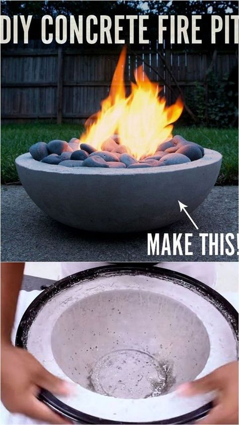 24 best outdoor fire pit ideas including: how to build wood burning fire pits and fire bowls, where to buy great fire pit kits, beautiful DIY fire pit tables and coffee tables, creative outdoor fire pit grills and BBQ, propane fire pits, and lots of helpful design and safety tips! - A Piece of Rainbow Diy Concrete Fire Pit, In Ground Fire Pit, Fire Pit Tables, Concrete Fire Pit, Small Fire Pit, Fire Pit Kit, Fire Pit Furniture, Cool Fire Pits, Fire Pit Ideas