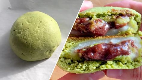 Tangyuan Matcha Cookies As Made By Zhe Recipe by Tasty Matcha Red Bean, Asian Baking, Brazilian Sweets, Truffles Recipes, Bean Cookies, Matcha Cookies, Low Carb Vegetarian Recipes, Red Bean Paste, Japanese Recipes