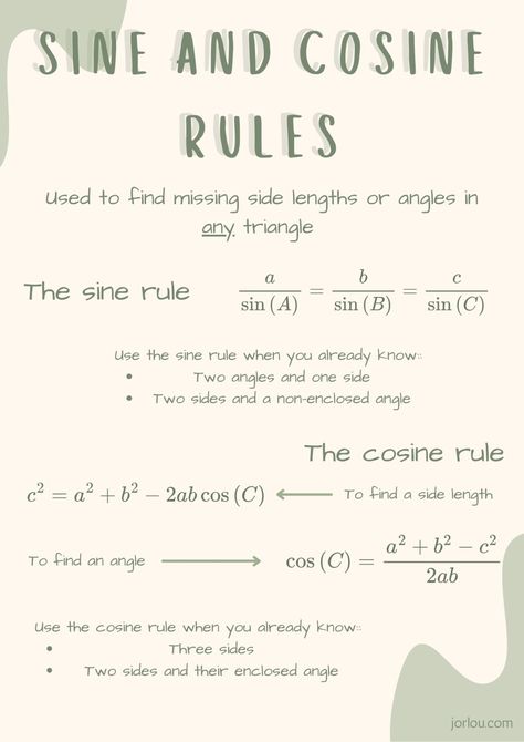 Did you know these trigonometric rules that work even for non-right angled triangles? Trigonometry Formulas Tricks, Geometry Rules, Trigonometry Cheat Sheet, Trigonometry Notes, Study Websites, Formula Chart, Trigonometric Functions, Stationary School Supplies, Cute Stationary School Supplies