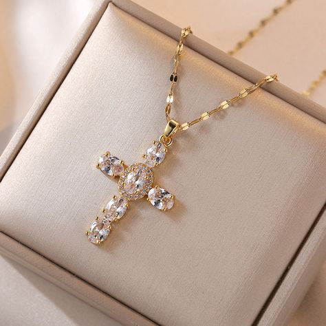 Faster shipping. Better service Cross Accessories, Cheap Necklaces, Crystal Cross, Couple Necklaces, Holy Cross, Geometric Necklace, Padova, Necklace Online, Cross Pendant Necklace