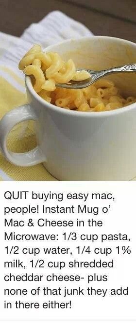 Cup Mac And Cheese, Homemade Easy Mac, Homemade Milk, Pasta Homemade, Mug Recipes, Microwave Recipes, Pasta Sauce, Cheese Recipes, Om Nom