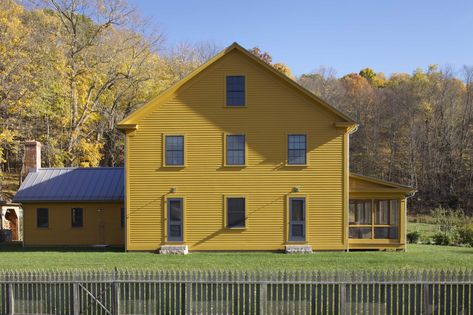 Photo 7 of 17 in The Best Scandinavian-Inspired Paint Colors for Your Home, According to Experts - Dwell Hendricks Churchill, Yellow Farmhouse, New England Farmhouse, Exterior Cladding, Yellow Kitchen, Scandinavian Inspired, Site Design, Churchill, New Builds