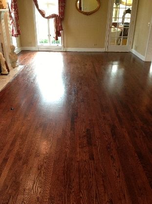 Dark Walnut On Red Oak Floors, Reddish Wood Floors, Mocha Hardwood Floors, Red Mahogany Floors, Natural Red Oak Hardwood Floors No Stain, Red Mahogany Stain, Mahogany Flooring, Restaurant Flooring, Real Hardwood Floors