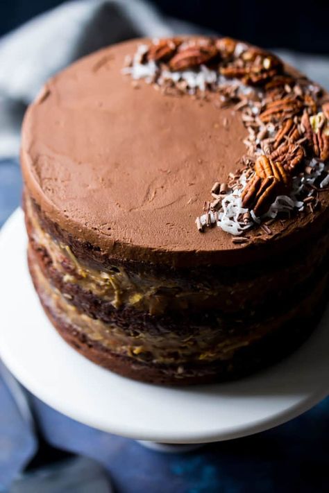 German Chocolate Cake Decorated, German Chocolate Birthday Cake, Decorated German Chocolate Cake, Authentic German Chocolate Cake Recipe, Moist German Chocolate Cake, Pretty German Chocolate Cake, Chocolate Candy Bars, German Chocolate Cake Recipe, Pecan Frosting