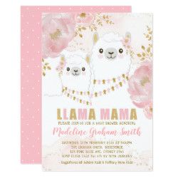 Llama Mama with Baby - Baby Shower Invitation - Pink Owl Baby Shower Invitations, Baby Llama, Owl Baby Shower, Kids Pottery, Girl Baby Shower Decorations, Floral Baby Shower Invitations, Pink Invitations, Neutral Baby Shower, Baby Shower Invites For Girl