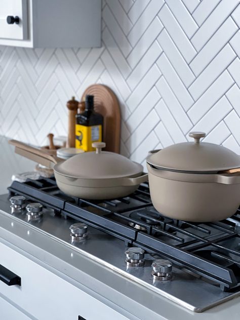 Neutral Kitchen - Neutral Cookware Luxury Pots And Pans, Farmhouse Pots And Pans, Nice Pots And Pans, Neutral Pots And Pans, Pot Sets Cooking, Pan Sets Cooking, Cooking Pots Aesthetic, Kitchen Cookware Set, Pots And Pan Set