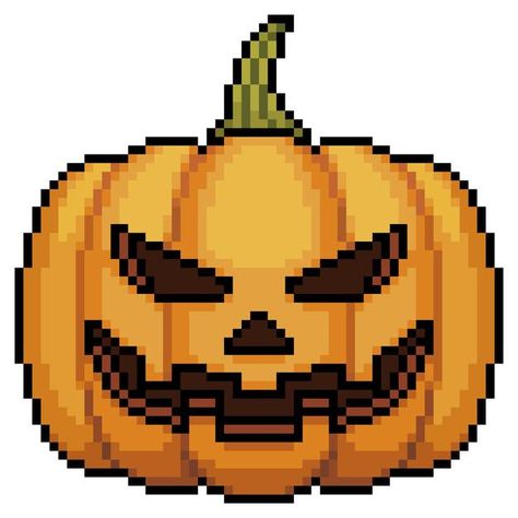 Pumpkin Pixel Art, Pixel Pumpkin, Pixel Art Halloween, Halloween Pixel Art, Pumpkin Icon, 8bit Game, Halloween Express, Halloween Vector, Hello Kitty Halloween