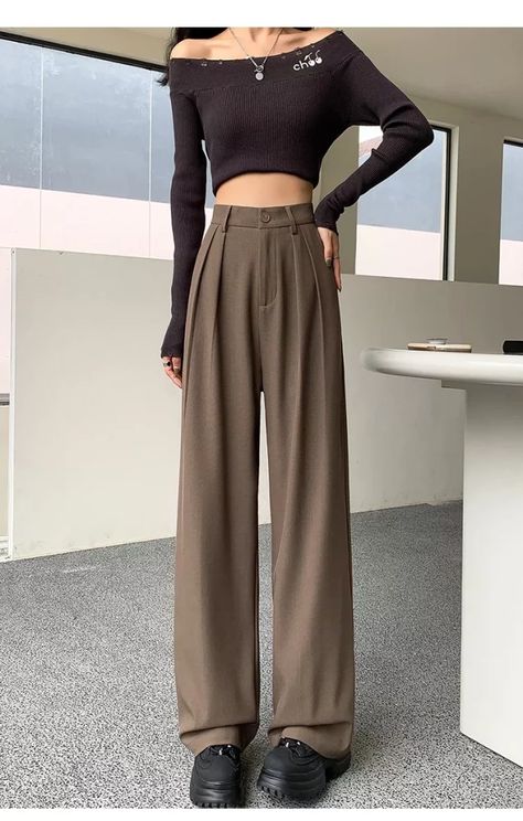 Womewn Back to office korean Brown pants trouser Back To Office, College Wear, Brown Pants, Business Meeting, Wardrobe Essentials, Women Clothing, Classic Design, Perfect Fit, Trousers