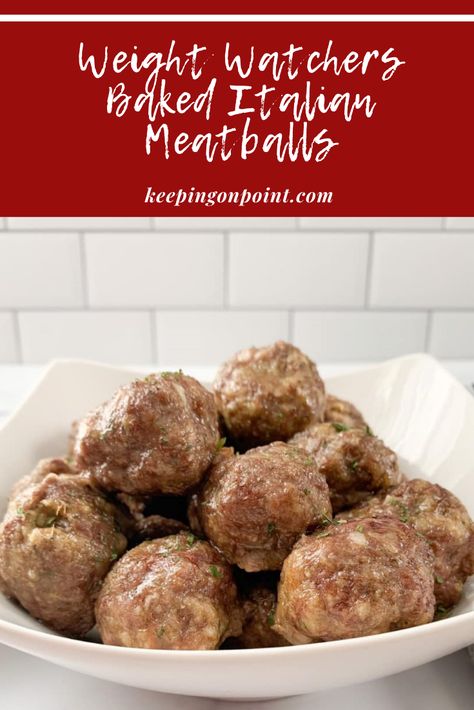 Baked Italian Meatballs – Keeping On Point Weight Watchers Meatball Recipe, Weight Watchers Meatballs, Easy Turkey Meatballs, Low Fat Dinner Recipes, Baked Italian Meatballs, Weight Watchers Food Points, Keeping On Point, Baked Meatballs, Turkey Meatballs Baked