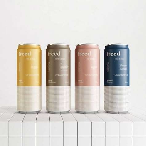 Minimal Drink Packaging, Canned Drink Packaging Design, Sparkling Water Can Design, Can Product Design, Organic Drink Packaging, Soda Packaging Design, Bold Packaging Design, Clean Packaging Design, Sparkling Water Packaging