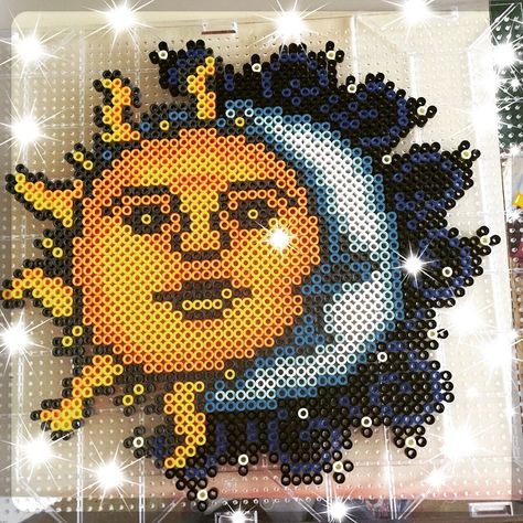 Instagram photo by @turntwaffle (Smitch) | Iconosquare Moon Perler Beads, Perler Bead Crafts, Perler Creations, Melty Bead Patterns, Fuse Bead Patterns, Art Perle, Perler Art, 8bit Art, Perler Bead Templates