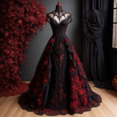 Dark Burgundy Wedding Dress, Black And Red Gothic Wedding Dress, Gothic Vampire Wedding Dress, Vampire Goth Prom Dress, Black And Red Masquerade Dress, Red And Black Gothic Wedding Dress, Black Gothic Wedding Dress Victorian, Vampire Wedding Dress Victorian Gothic, Gothic Red Prom Dress