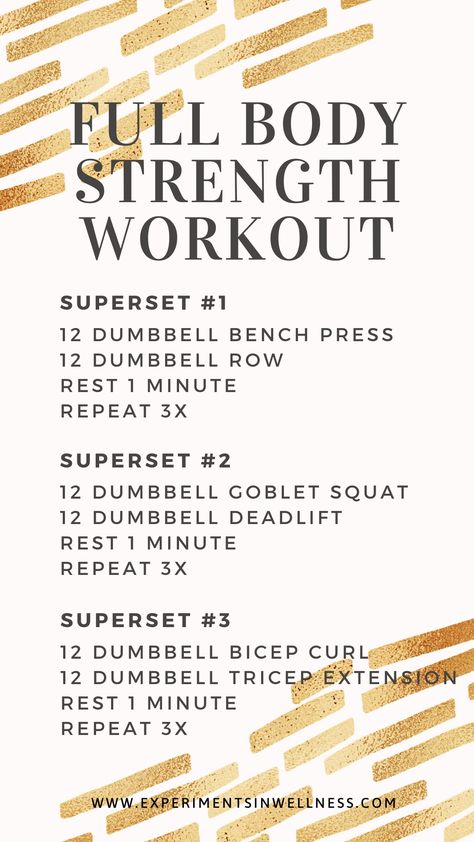 Easy Circuit Workout, 20 Minute Full Body Strength Workout, Full Body Dumbbell Circuit Workout, Full Body Superset Workout Weights, Hiit Strength Training Workouts, Full Body Strength Workout At Home, Strength Circuit Workouts, Full Body Workout At Home Dumbbells, Full Body Superset Workout