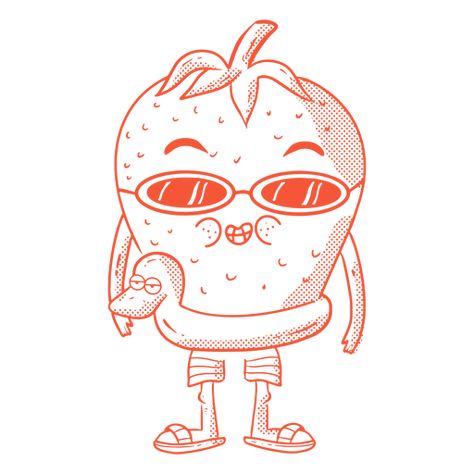 Strawberry Character Illustration, Strawberry Illustration Design, Strawberry Character Design, Strawberry Illustration Cute, Shadow Practice, Strawberry Character, Summer Character, Strawberry Cartoon, Strawberry Illustration