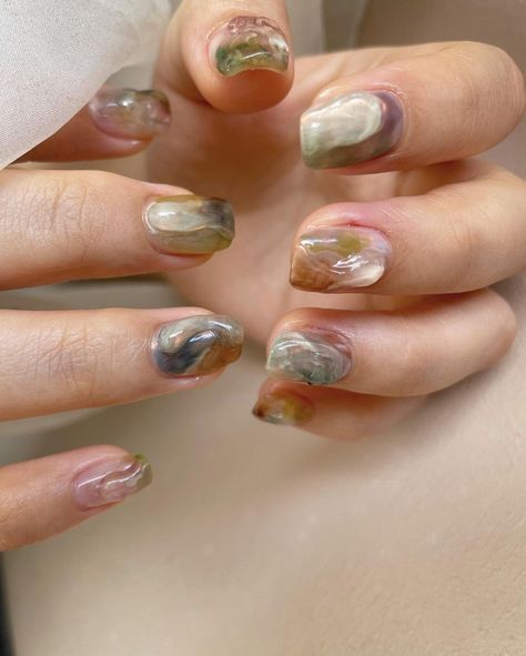 aesthetic acrylic nail art Impressionism Nails, Nail Marble, Aesthetic Nail Art, Nail Art Inspo, Aesthetic Nail, Watermelon Nails, Hippie Nails, Punk Nails, Casual Nails