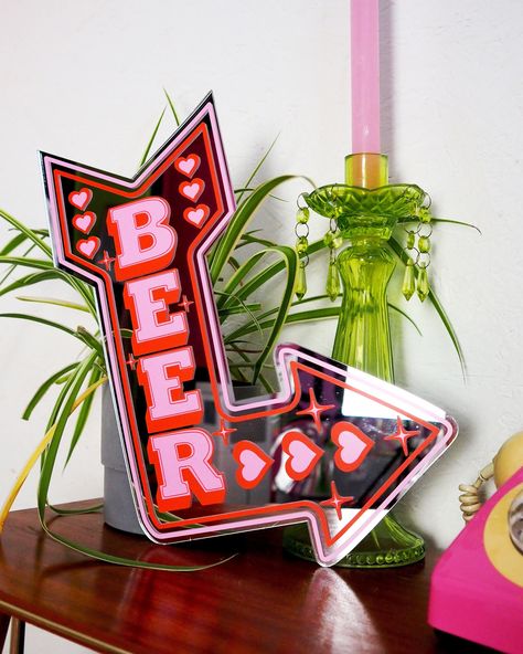 Vinyl Acrylic, Retro Mirror, Babe Cave, Bar Mirror, Retro Sign, Beer Bar, Command Strips, Acrylic Mirror, Kitchen Mirror