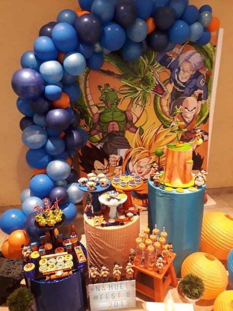 Dragon Ball Z | CatchMyParty.com Dragon Ball Z Birthday Party, Dragon Ball Z Party, Dragon Ball Z Birthday, Birthday Dragon, Giraffe Birthday, Ball Birthday, Birthday Themes For Boys, First Birthday Party Themes, Party Hacks