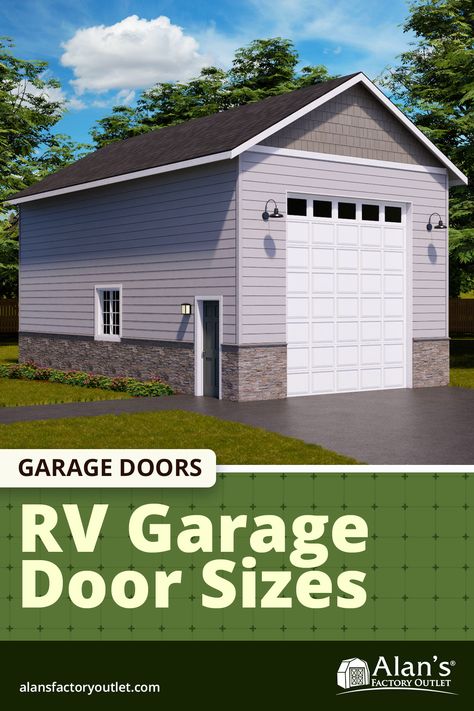 RV Garage Door Sizes: Find the Perfect Fit. Discover the right size of garage door for your RV storage needs. #RVGarageDoor #GarageSize Rv Garage Door, Shop Garage Doors, Rv Garage Plans, Garage Door Sizes, Pop Up Trailer, Rv Garage, Building A Garage, Door Dimensions, Metal Garages