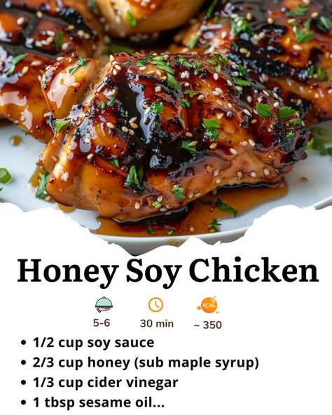 Recipestep Skinless Boneless Chicken Thighs, Soya Sauce Chicken, Honey Soy Chicken, Chicken Honey, Chicken Thighs Recipes, Soy Chicken, Honey And Soy Sauce, Honey Soy, Boneless Skinless Chicken Thighs