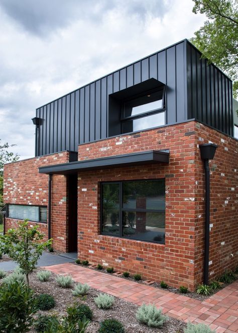 Brick House Black Windows Exterior, Red Brick House Exterior Australia, House Cladding, Box House, Red Brick House, Brick Exterior House, Brick Architecture, Brick Exterior, Box Houses