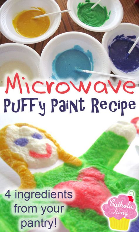 Saturday Activities For Kids, Puff Paint Recipe, Saturday Activities, Puffy Paint Recipe, Nativity Of Mary, Diy Puffy Paint, Kids Halloween Food, Craft Recipes, Paint Recipe