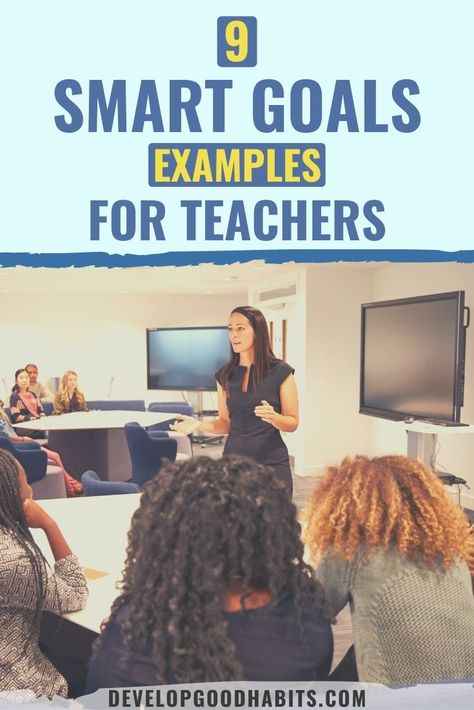 9 SMART Goals Examples for Teachers in 2021 Professional Growth Plan, Professional Development Goals, Childcare Teacher, Smart Goals Examples, Goals Examples, Classroom Goals, Teacher Evaluation, Goal Examples, Teachers Classroom