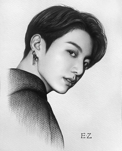 Bts V Portrait Drawing, Pencil Drawings For Beginners, Pencil Sketch Images, Easy Love Drawings, Black And White Art Drawing, Art Drawings Sketches Pencil, Kpop Drawings, Portrait Sketches, Art Drawings Sketches Creative