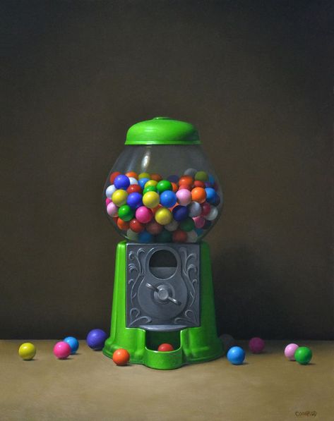 GREEN GUM BALL MACHINE BY TRISH COONROD Gumball Machine, Gum, Green, Art