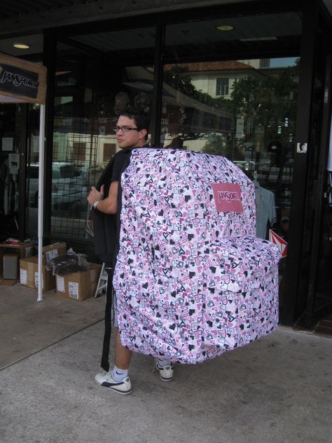 I like Big Backpacks Weird Backpacks, Large Capacity Back-to-school Backpack, Giant Backpack, Silly Backpack, Anything But A Backpack Day, Big School Bags, Supplies Aesthetic, Big Backpack, Back To School Uniform