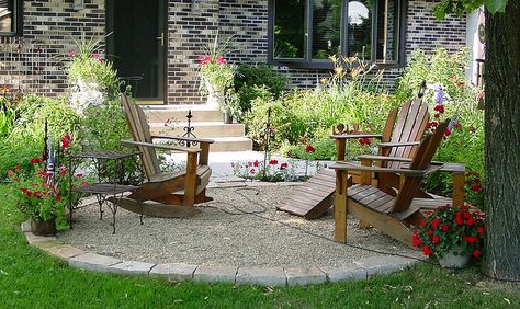 front walkway ideas farmhouse | Recent Photos The Commons Getty Collection Galleries World Map App ... Backyard Sitting Areas, Pea Gravel Patio, Front Yard Patio, Gravel Patio, Patio Pergola, Stone Patio, Flagstone Patio, Front Yard Design, Areas Verdes