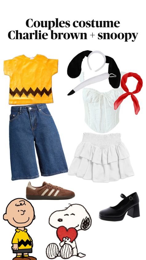 Last minute Halloween duos costume creative peanuts snoopy Charlie Brown cute Charlie Brown Halloween Costumes, Duos Costume, Snoopy Costume, Peanut Costume, Charlie Brown Costume, Big Little Themes, Halloween Couples Costume, Halloween Duos, Duo Costumes