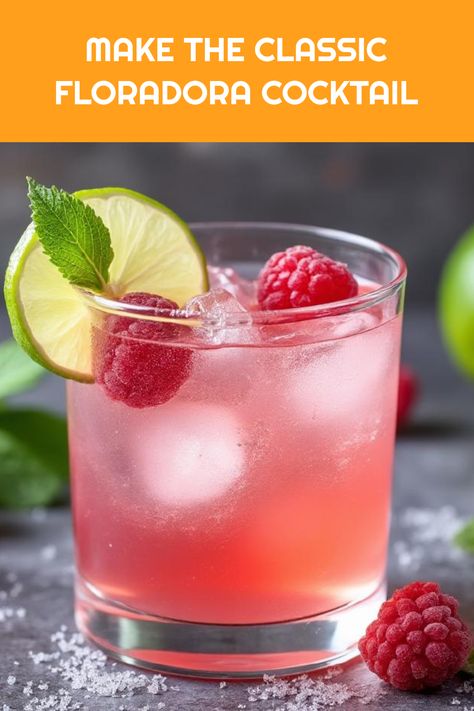 Try this easy and refreshing Floradora cocktail recipe that's been a favorite since the 1890s! Combining zesty lime, sweet raspberry gum, and spicy ginger syrup with gin, this fizzy drink brings a delightful twist to your cocktail game. Whether you’re having a party, enjoying a night in, or simply want to impress your friends, this charming fizz cocktail will do just that. Discover how easy it is to make this invigorating drink and enjoy its vibrant flavors at any time. It's the perfect balance of spice and sweetness every sip! Floradora Cocktail, Dark N Stormy Cocktail, Gin And Soda, Sparkling Wine Cocktails, Iced Tea Cocktails, Fizz Cocktail, Fizzy Drinks, Ginger Syrup, Long Island Iced Tea