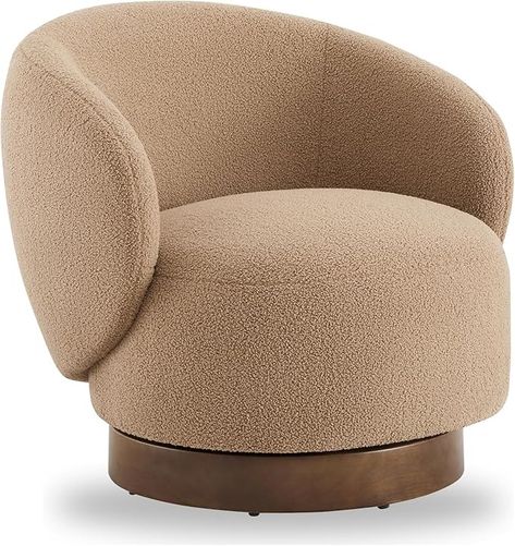 Amazon.com: KISLOT Swivel Accent Chair Round Barrel Armchair Upholstered Performance Fabric for Living Room Bedroom Reading Waitingroom, Set of 1, Cream : Home & Kitchen Brown Barrel Chair, Swivel Boucle Chair, 36” Round Jute Ottoman, Swivel Accent Chair, Apartment Furniture, Living Room Bedroom, Better Living, Barrel, Accent Chairs