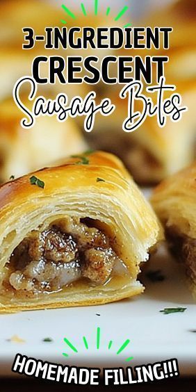 Get ready for a super simple and absolutely delicious appetizer that’s perfect for any occasion. These 3-Ingredient Crescent Sausage Bites are a breeze to make and will leave your guests… Crescent Roll Sausage, Crescent Sausage Bites, Sausage Crescent Rolls, Crescent Roll Appetizers, Sausage Bites, Sausage Appetizers, Peach Pound Cakes, Yorkshire Pudding Recipes, Vegetarian Sausages