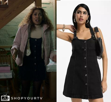 Dead Hot: Season 1 Episode 6 Black Denim Pinafore Dress Hot Season, Denim Pinafore Dress, Denim Pinafore, Pinafore Dress, Season 1, Black Denim, Fashion Looks, Tv, Clothes