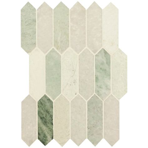 MSI Picket 10" x 14" Mosaic Wall & Floor Tile | Wayfair Green Picket Tile, Picket Tile, Green Backsplash, Kitchen Backsplashes, Mosaic Wall Tiles, Shower Surround, Accent Tile, Green Tile, Marble Mosaic