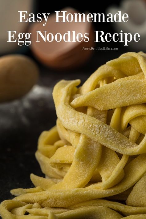 Easy Homemade Egg Noodles Recipe. Skip the store-bought prepackaged noodles and make egg noodles from scratch with this easy and delicious homemade egg noodles recipe. 3 Ingredient Egg Noodles, Egg Free Noodles Homemade, Egg Noodles For Chicken Noodle Soup, Home Noodles Recipe, Egg Noodle Recipes Homemade Kitchenaid, How To Make Homemade Egg Noodles, Egg Noodles For Soup, Noodle Recipes Easy Homemade, Old Fashioned Egg Noodles