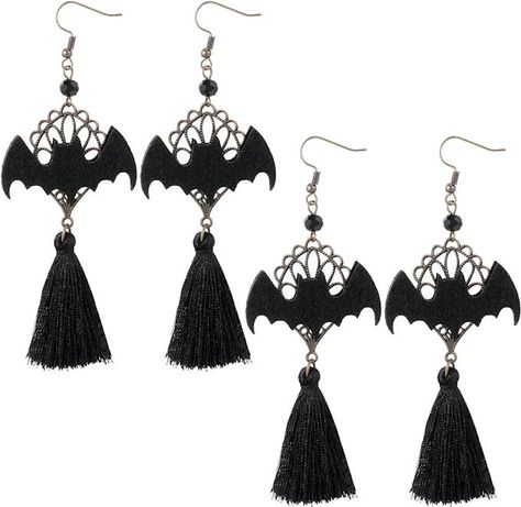 Halloween Bat Earrings Vampire Dangle Earrings Delicate and Retro Bat Design Proper Size: the bat jewelry measures about 11 x 4 cm/ 4.33 x 1.57 inches Costumes For Work, Bat Decor, Fringe Accessories, Vampire Earrings, Bat Jewelry, Bat Design, Bat Earrings, Laser Cut Earrings, Vintage Gothic