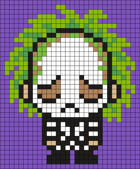 Sad Beetlejuice (Square) Perler Bead Pattern / Bead Sprite Beetlejuice Crochet Blanket, Halloween Perler Bead Patterns, Modele Pixel Art, Kandi Cuffs, Easy Perler Bead Patterns, Arte Nerd, Easy Perler Beads Ideas, Kandi Cuff, Fuse Bead Patterns