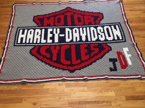 Harley Davidson Afghan Crochet Pattern, Harley Davidson Crochet Blanket, Crochet Harley Davidson Blanket Pattern, Harley Davidson Crochet, Harley Davidson Logo, Crochet Patterns Free Blanket, Full Size Bed, Baby Blanket Crochet Pattern, Afghan Crochet Patterns