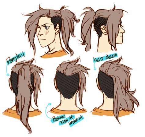 NOT TAKING REQUESTS How To Draw Guys With Long Hair, How To Draw Undercut, How To Draw An Undercut, Undercut Ponytail Drawing, Undercut Hairstyles Drawing, Pulled Back Hair Drawing, Undercut Character Design, Undercut Hair Drawing, Undercut Drawing Reference