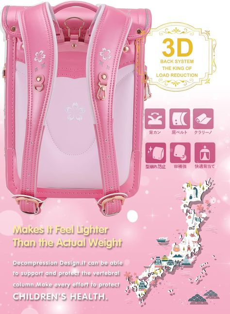 Amazon.com | IwaiLoft Ransel Randoseru Backpack Automatic Satchel Japanese School Bag Cherry Blossom Sakura Embroidery PU Bookbag For Girls (Pink) | Kids' Backpacks Sakura Embroidery, Japanese Backpack, Japanese School Bag, Japanese School, Childrens Health, Japanese Embroidery, Pink Kids, Kids Backpacks, School Bag