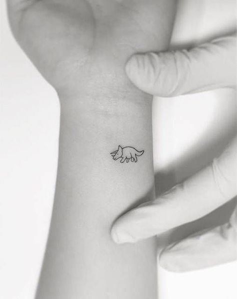 Triceratops Tattoo, Tattoo On The Wrist, Minimalist Tattoo Meaning, Typography Tattoo, Dinosaur Tattoos, Delicate Tattoo, Wrist Tattoos For Women, Cute Tattoos For Women, Subtle Tattoos